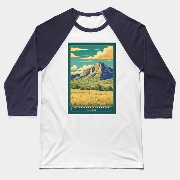 Guadalupe Mountains National Park Travel Poster Baseball T-Shirt by GreenMary Design